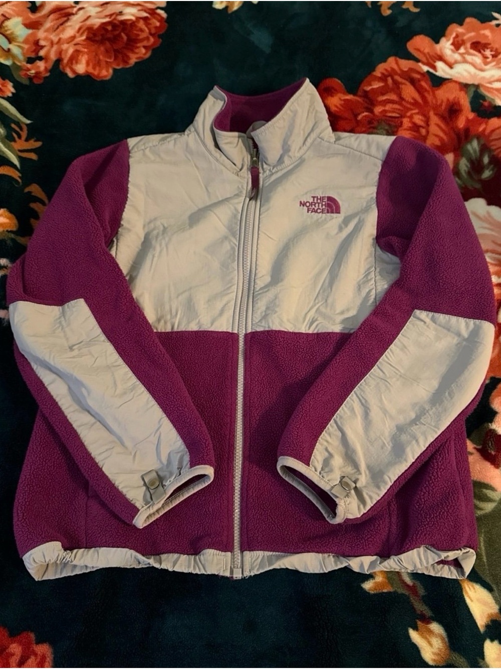 The North Face Women's Purple and Light Gray Teddy Fleece Jacket